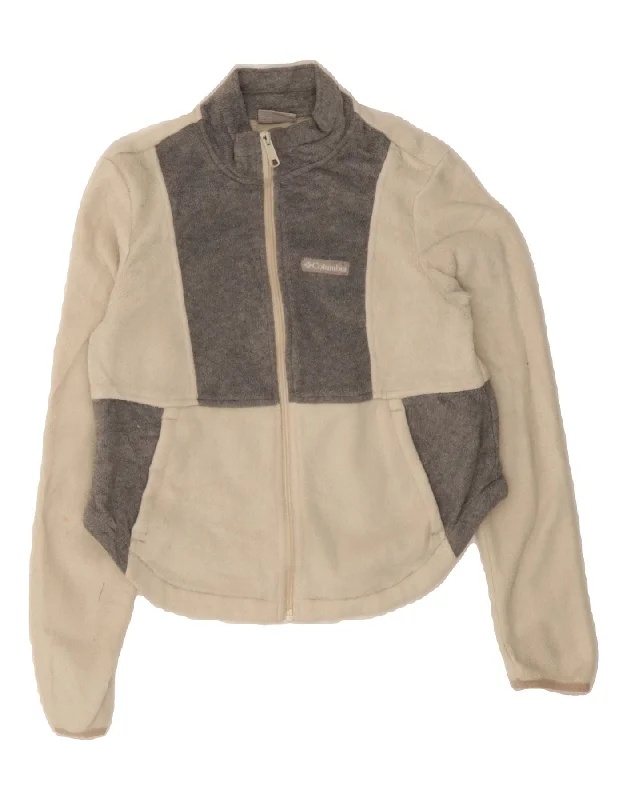 Women's Stylish Outdoor Outfit COLUMBIA Womens Fleece Jacket UK 10 Small Beige Colourblock Polyester Women's Stylish Outdoor Outfit COLUMBIA Womens Fleece Jacket UK 10 Small Beige Colourblock Polyester