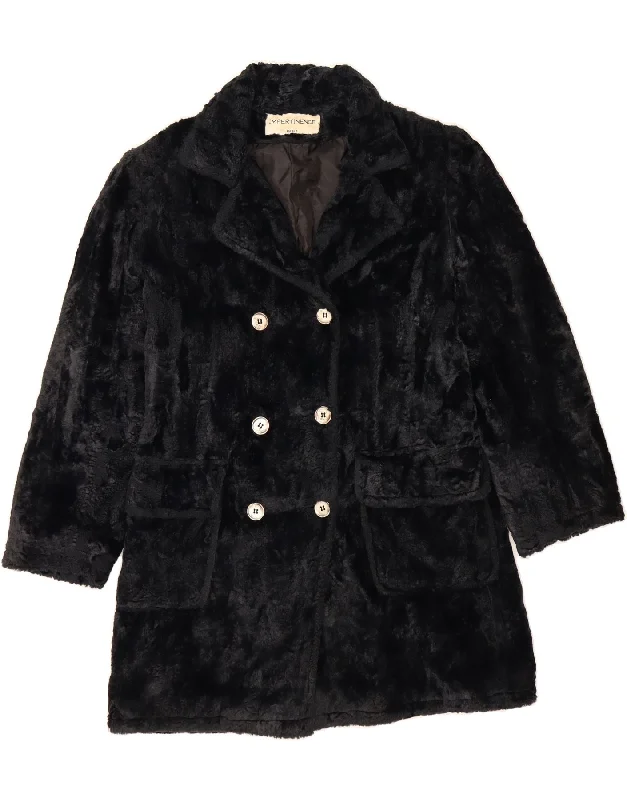 Fashionable Tops for Women VINTAGE Womens Fleece Overcoat UK 16 Large Navy Blue