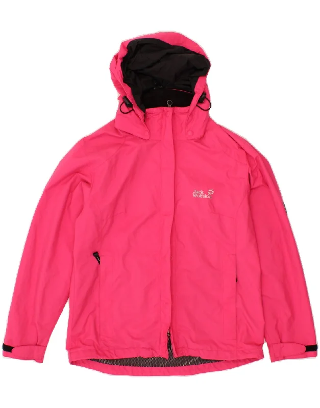 Holiday Discount JACK WOLFSKIN Womens Hooded Rain Jacket UK 12 Medium  Pink Polyester