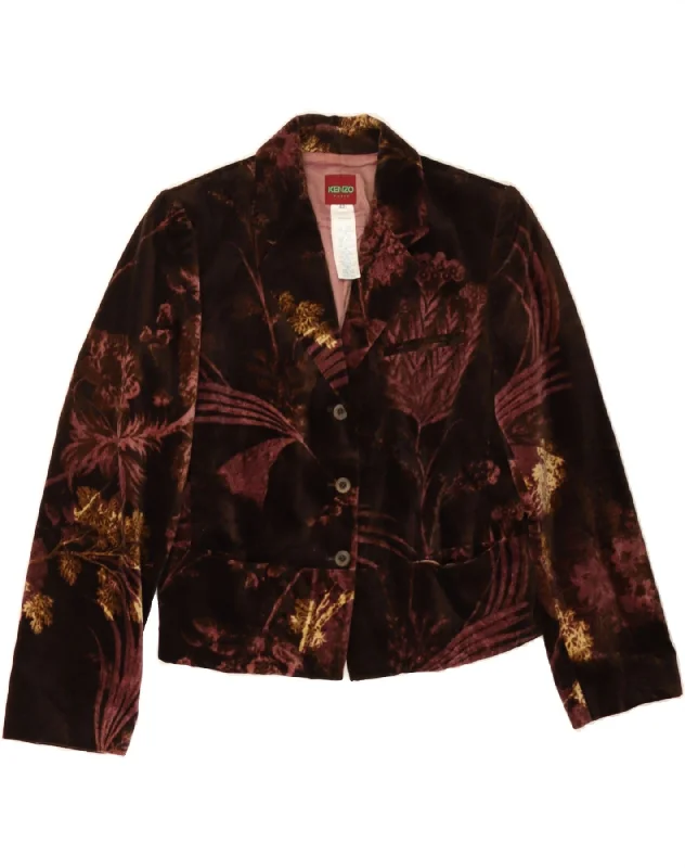 Women's Seasonal Clothing KENZO Womens 3 Button Blazer Jacket IT 42 Medium Brown Floral Cotton Women's Seasonal Clothing KENZO Womens 3 Button Blazer Jacket IT 42 Medium Brown Floral Cotton