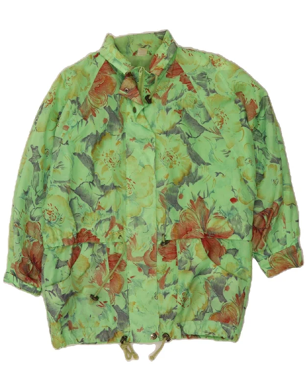 Women's Versatile Apparel VINTAGE Womens Oversized Rain Jacket UK 10 Small Green Floral Polyester Women's Versatile Apparel VINTAGE Womens Oversized Rain Jacket UK 10 Small Green Floral Polyester