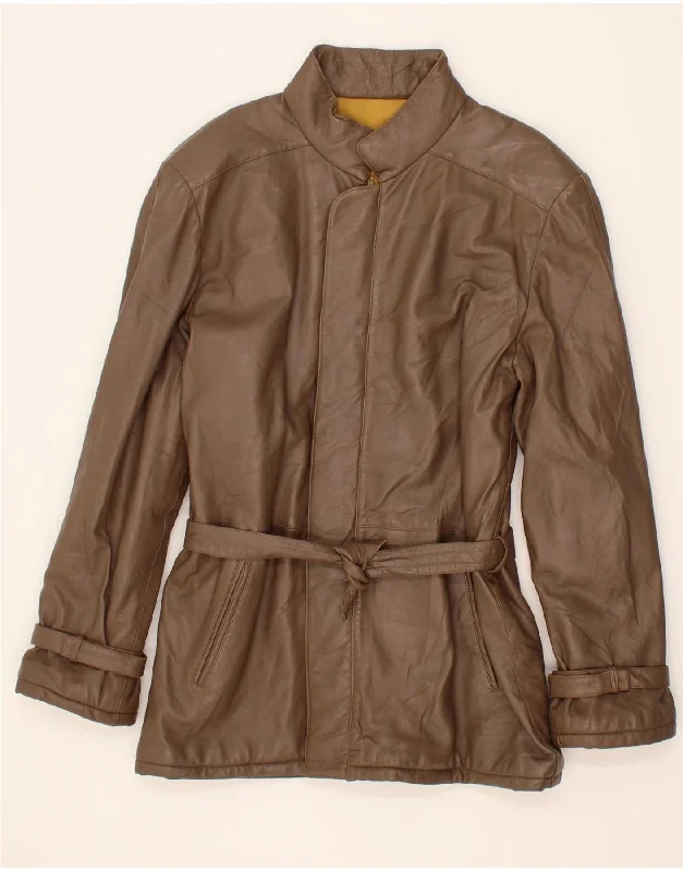 Women's Office Attire VINTAGE Womens Leather Jacket UK 14 Medium Brown
