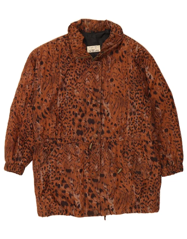 Women's Attire VINTAGE Womens Windbreaker Coat UK 20 2XL Brown Animal Print Polyamide Women's Attire VINTAGE Womens Windbreaker Coat UK 20 2XL Brown Animal Print Polyamide