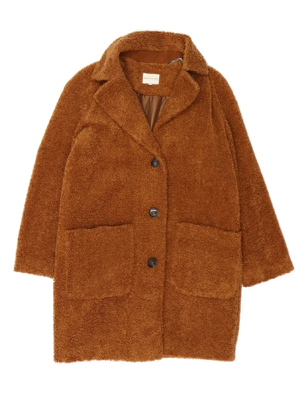 Affordable Online Boutique WAREHOUSE Womens Fleece Overcoat UK 10 Small Brown Polyester Affordable Online Boutique WAREHOUSE Womens Fleece Overcoat UK 10 Small Brown Polyester
