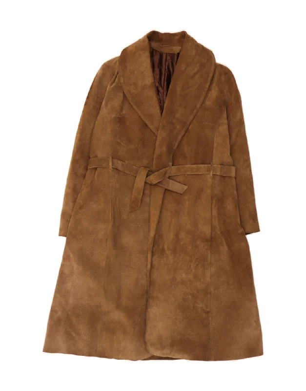 Flash Sale Clothing VINTAGE Womens Suede Overcoat UK 12 Medium Brown