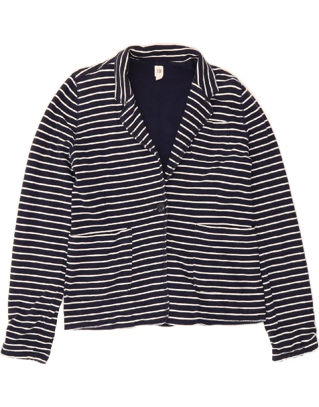 Clothing Store GAP Womens 1 Button Blazer Jacket UK 14 Medium Navy Blue Striped Nautical