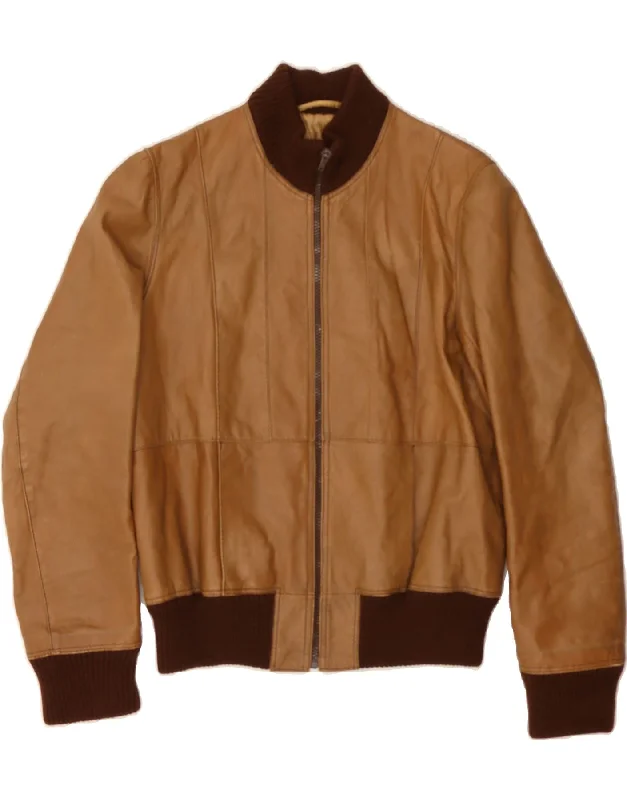 Holiday Gift Guide Sale VINTAGE Womens Bomber Leather Jacket UK 14 Medium Brown