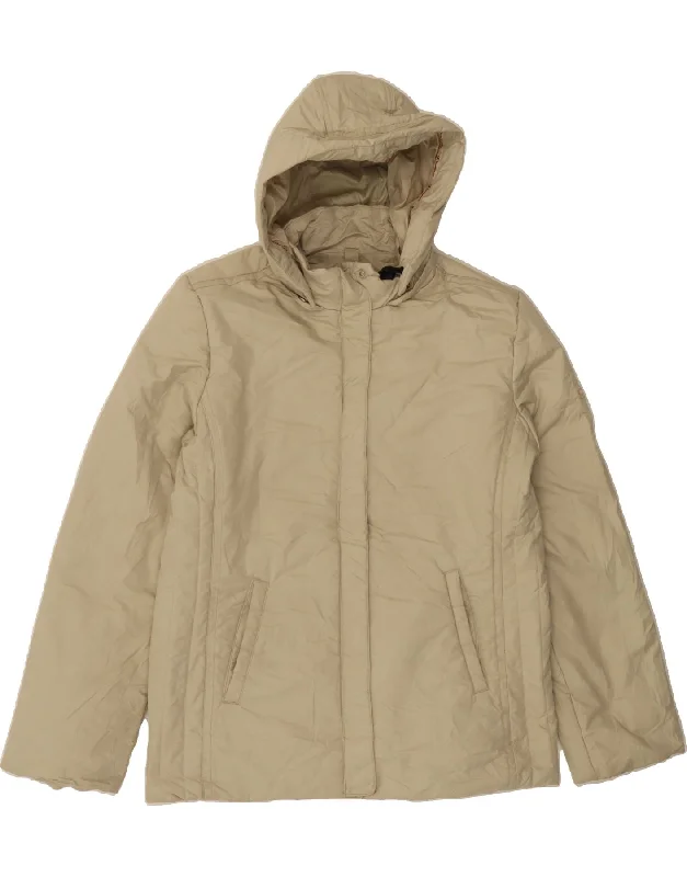 Plus Size Women Wear CHAMPION Womens Hooded Windbreaker Jacket UK 16 Large Beige