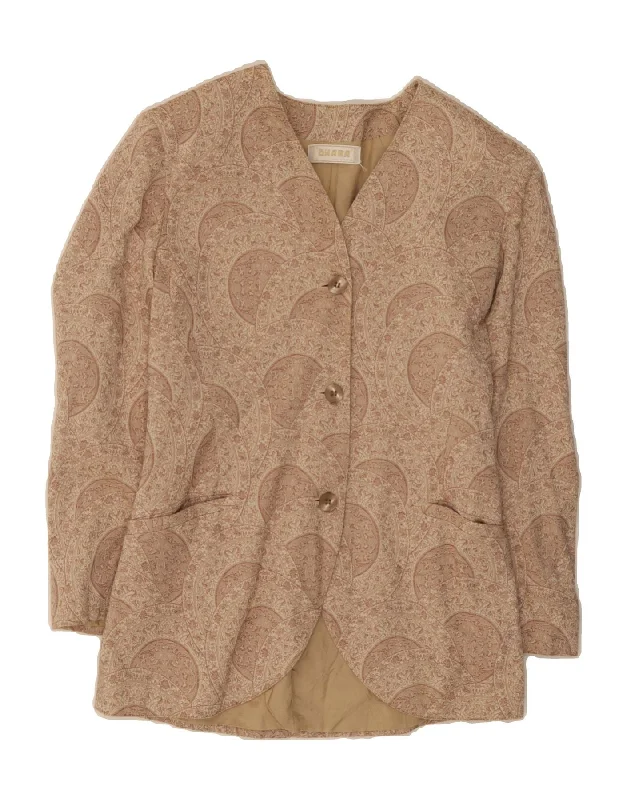 Casual Wear VINTAGE Womens 3 Button Blazer Jacket IT 42 Medium Beige Paisley Cotton