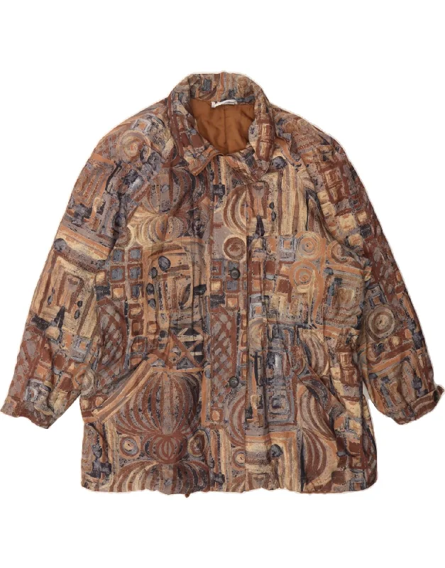 Trendy Women's Apparel VINTAGE Womens Abstract Pattern Windbreaker Jacket UK 20 2XL Brown Trendy Women's Apparel VINTAGE Womens Abstract Pattern Windbreaker Jacket UK 20 2XL Brown
