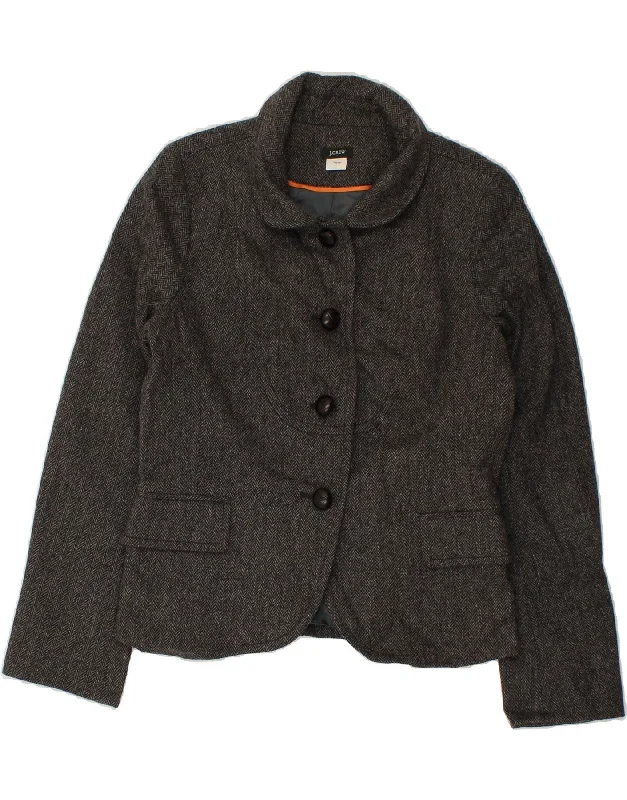 Women's Trendy Clothes J. CREW Womens 4 Button Blazer Jacket US 12 Large Grey Herringbone Wool
