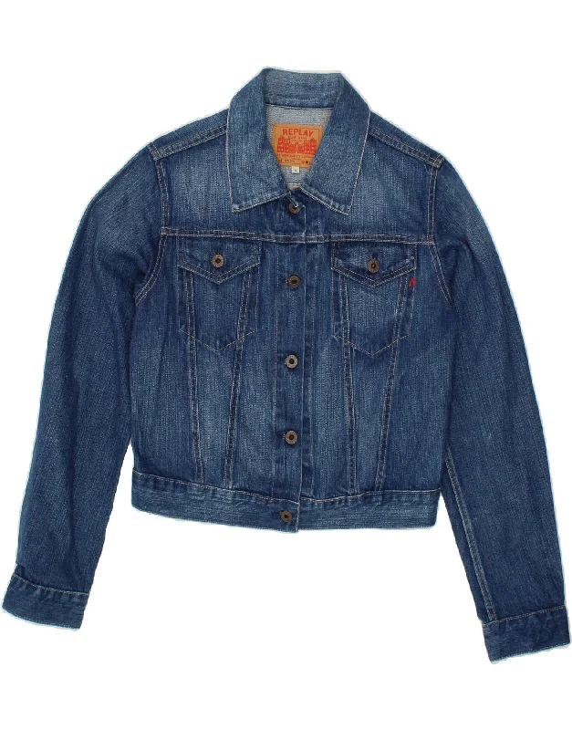 Affordable Fashion for Women REPLAY Womens Crop Denim Jacket UK 12 Medium Blue Cotton Affordable Fashion for Women REPLAY Womens Crop Denim Jacket UK 12 Medium Blue Cotton