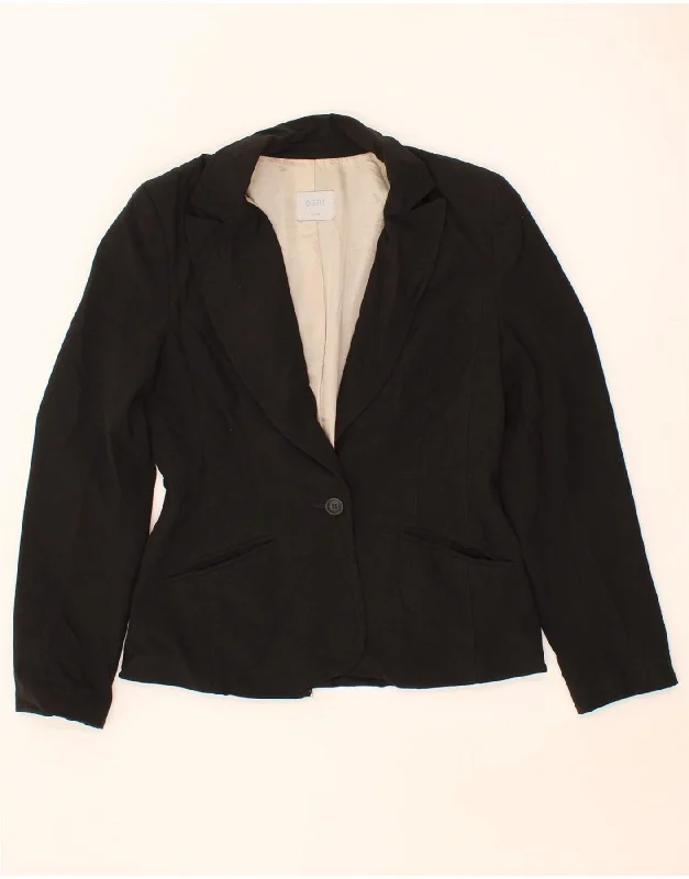 Women's Professional Attire OASIS Womens 1 Button Blazer Jacket UK 12 Medium Black Polyester
