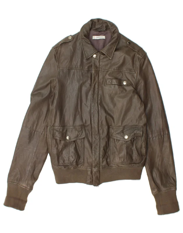 Women's Clothing VINTAGE Womens Leather Jacket UK 12 Medium Brown Leather