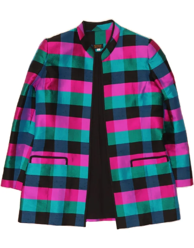 Luxury Women's Clothing THAI SILK Womens Open Blazer Jacket UK 16 Large Multicoloured Check Silk Luxury Women's Clothing THAI SILK Womens Open Blazer Jacket UK 16 Large Multicoloured Check Silk