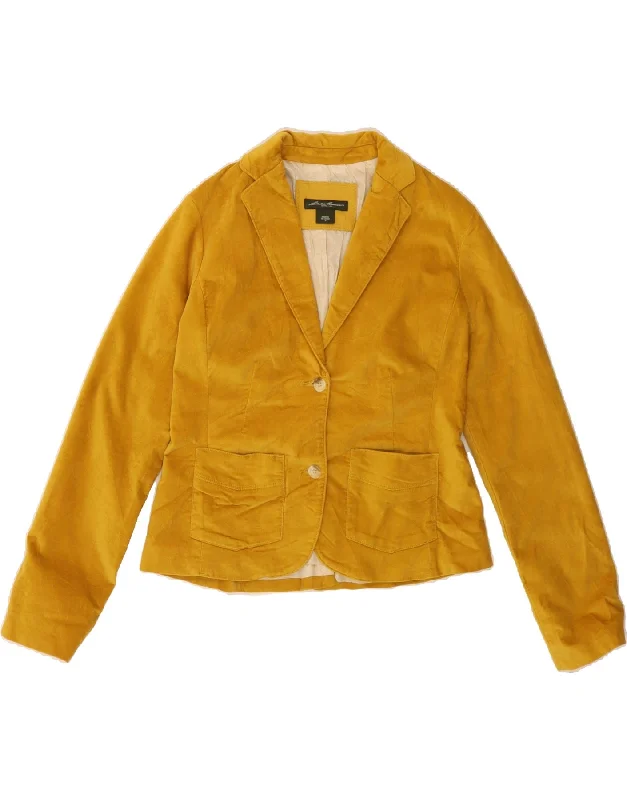 Women's Transitional Attire EDDIE BAUER Womens 2 Button Blazer Jacket US 4 Small Yellow Cotton