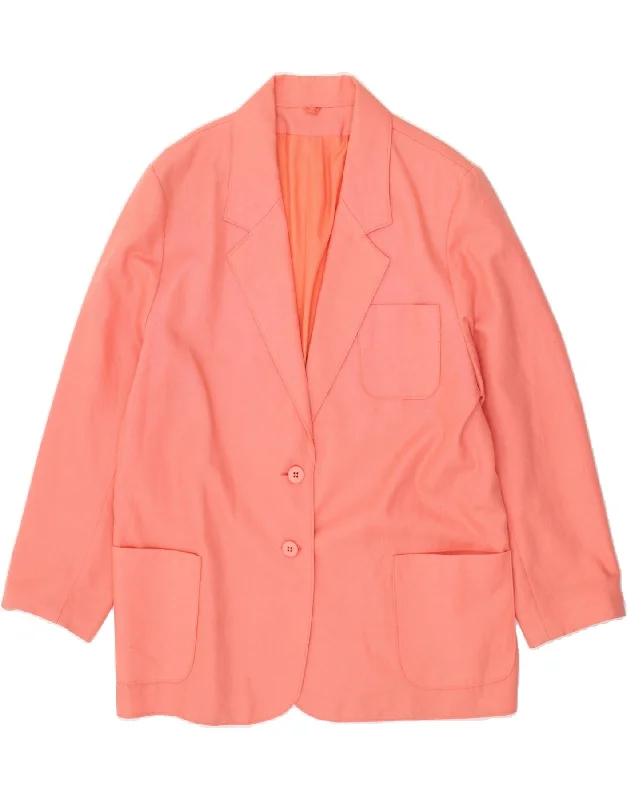 Festival Fashion VINTAGE Womens 2 Button Blazer Jacket UK 20 2XL Pink Polyester
