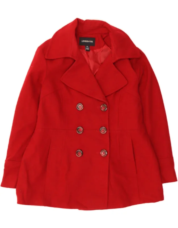 Women's Evening Attire LONDON FOG Womens Pea Coat UK 18 XL Red Wool