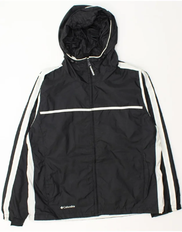 Women's Clothing Stores COLUMBIA Womens Hooded Rain Jacket UK 18 XL Black Colourblock Nylon