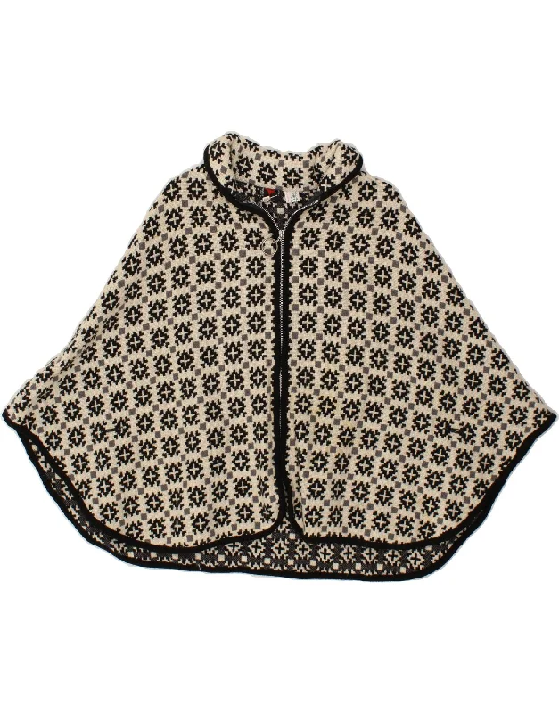 Classic Women's Clothing Styles VINTAGE Womens Abstract Pattern Poncho Coat One Size Beige Wool Classic Women's Clothing Styles VINTAGE Womens Abstract Pattern Poncho Coat One Size Beige Wool