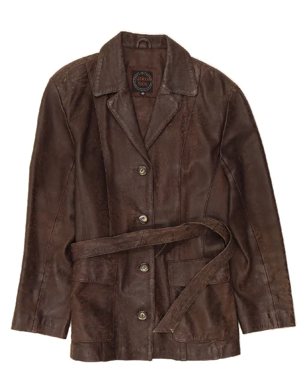 Women's Night-Out Outfit VINTAGE Womens Leather Jacket UK 16 Large Brown Leather