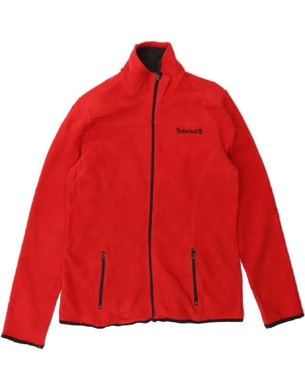 Chic Casual Style TIMBERLAND Womens Fleece Jacket UK 14 Medium Red Polyester