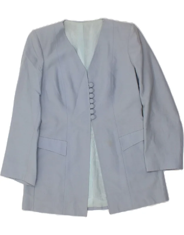 Fashion Women's Clothing VINTAGE Womens Longline Blazer Jacket UK 10 Small Blue