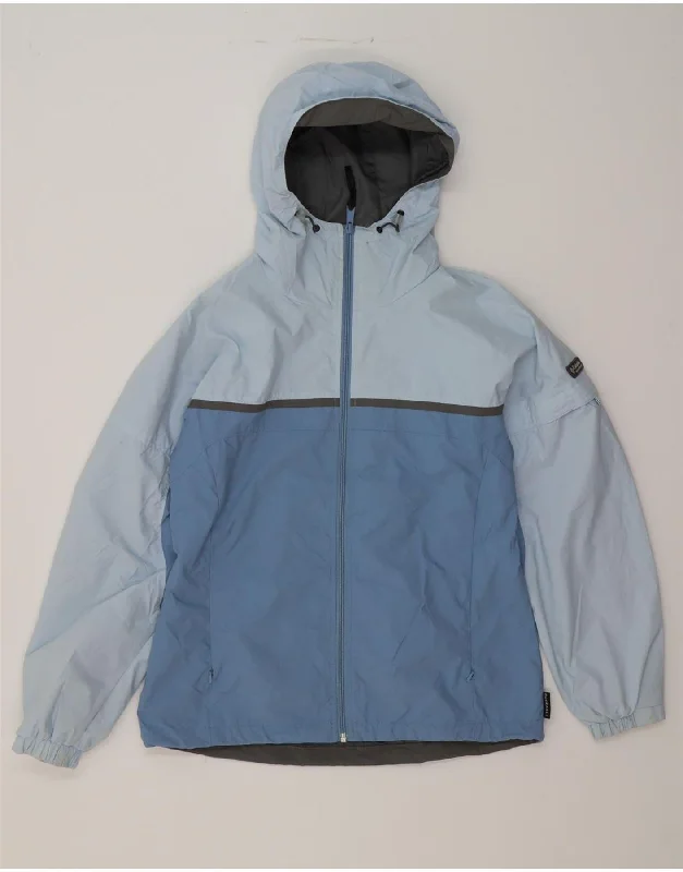 Unique Women's Fashion Pieces COLUMBIA Womens Hooded Rain Jacket UK 14 Medium Blue Colourblock Nylon