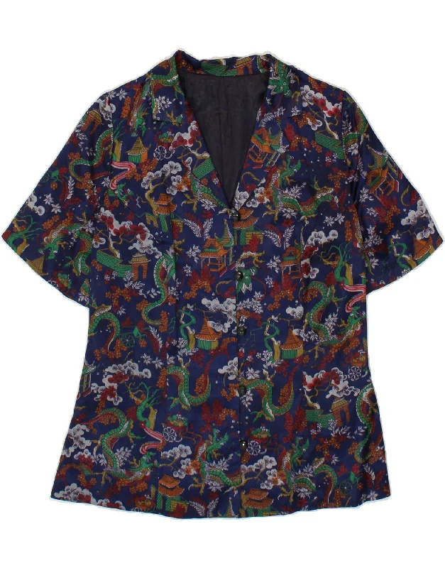 Casual Chic for Women VINTAGE Womens Short Sleeve Blazer Jacket UK 12 Medium Navy Blue Floral Casual Chic for Women VINTAGE Womens Short Sleeve Blazer Jacket UK 12 Medium Navy Blue Floral