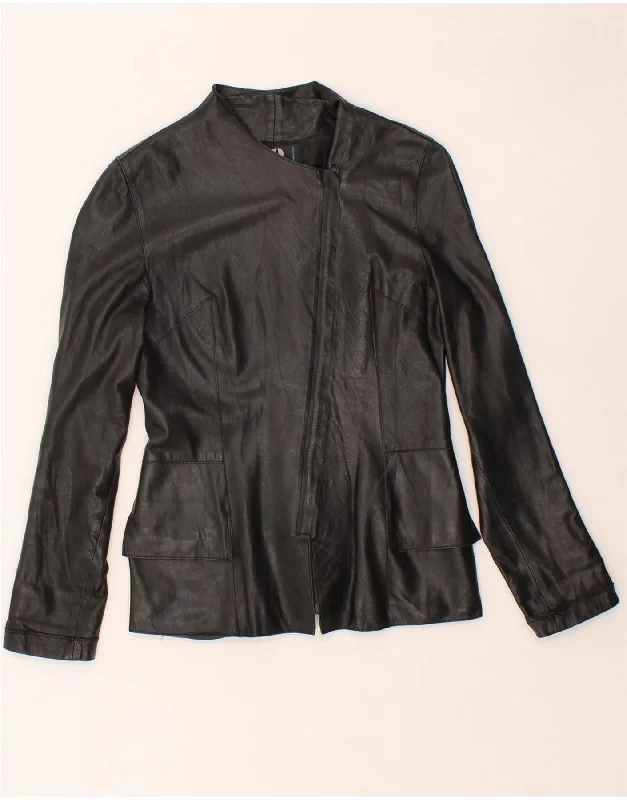 Exclusive Women's Fashion Collection VINTAGE Womens Leather Jacket IT 42 Medium Black Leather