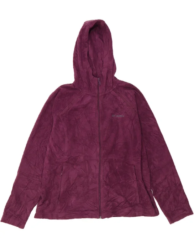 Women's Attire COLUMBIA Womens Hooded Fleece Jacket UK 18 XL Burgundy Polyester