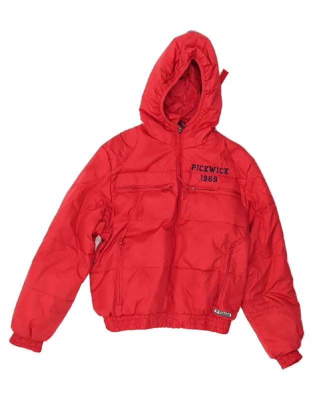 Women's Formal Event Outfit PICKWICK Womens Oversized Graphic Hooded Padded Jacket UK 14 Medium Red