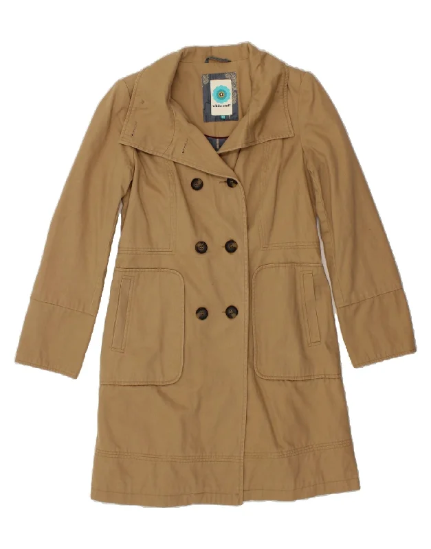 Flash Discount WHITE STUFF Womens Double Breasted Coat UK 10 Small Beige Cotton