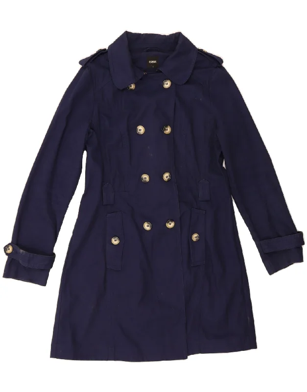 Classic Women's Apparel OASIS Womens Trench Coat UK 14 Large Navy Blue Cotton