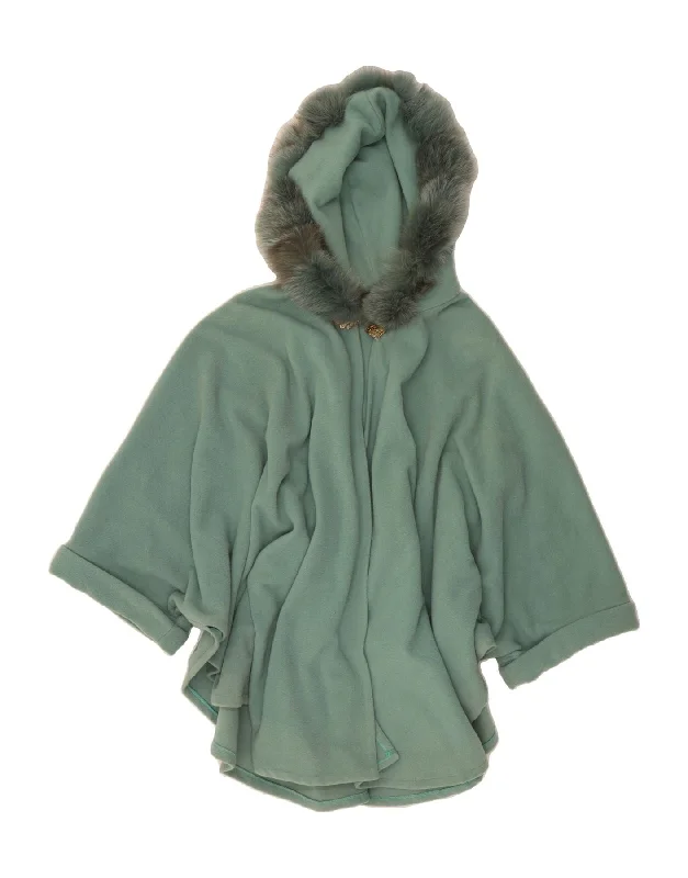Affordable Trendy Clothes For Women VINTAGE Womens Hooded Poncho Coat One Size Green Wool