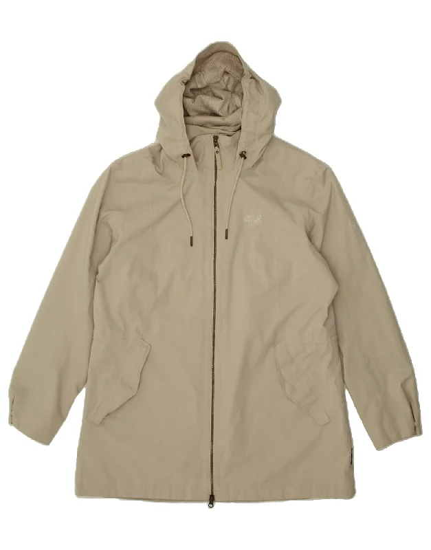 Women's High-Fashion Apparel JACK WOLFSKIN Womens Hooded Windbreaker Coat UK 18 XL Beige Polyester