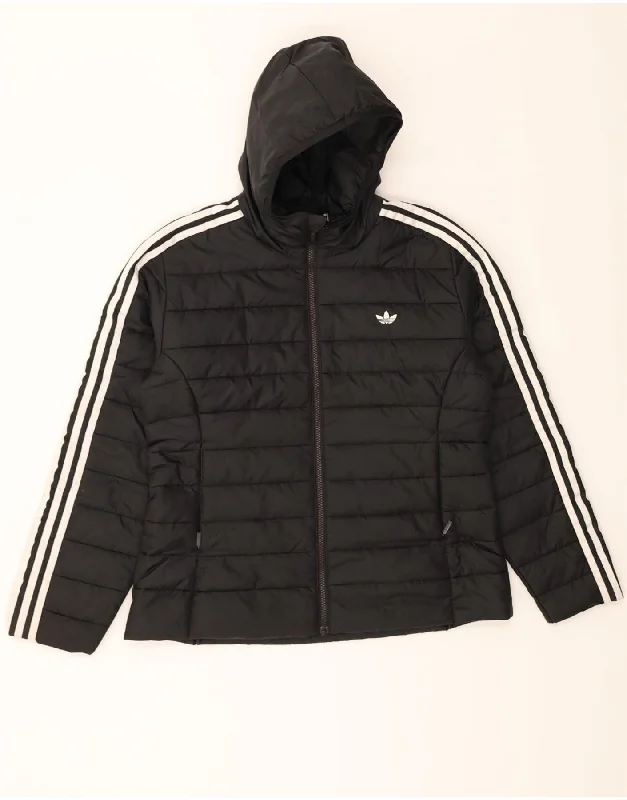 Online Clothing Boutiques ADIDAS Womens Hooded Padded Jacket UK 18 XL  Black Polyester