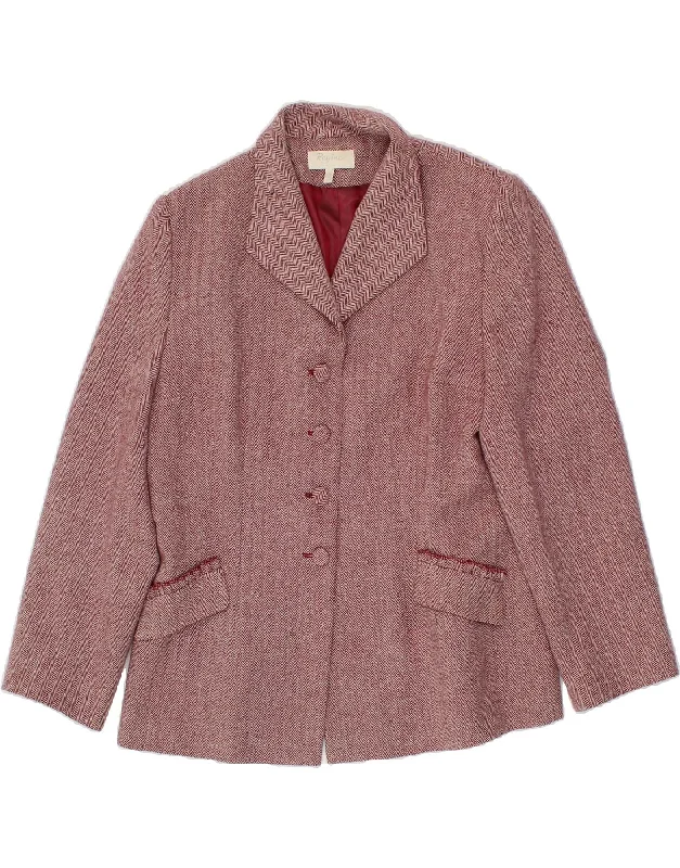 Designer Women's Fashion Online REGINE Womens 4 Button Blazer Jacket US 16 2XL Burgundy Herringbone Wool Designer Women's Fashion Online REGINE Womens 4 Button Blazer Jacket US 16 2XL Burgundy Herringbone Wool