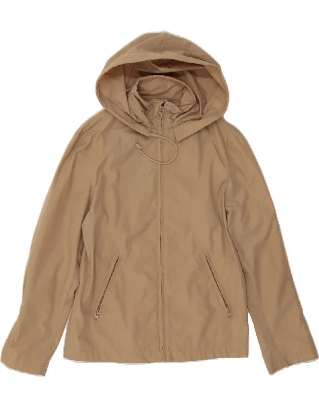 Women's High Street Fashion ARMANI JEANS Womens Hooded Rain Jacket US 8 Medium Beige