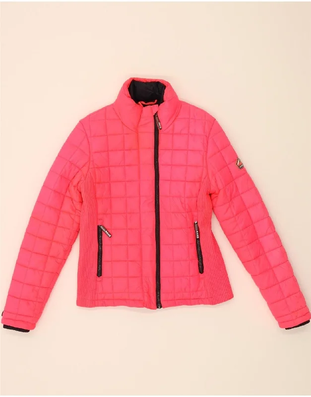 Women's Evening Apparel SUPERDRY Womens Padded Jacket UK 14 Medium Pink Nylon