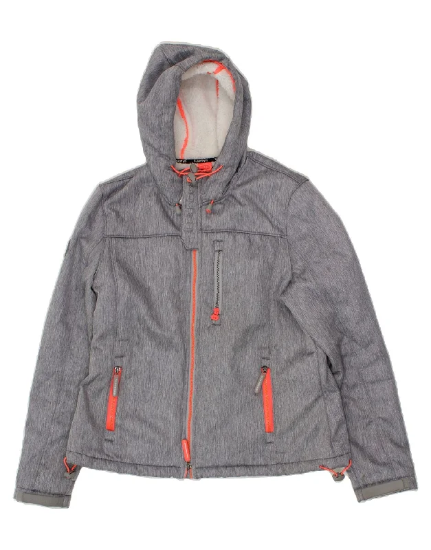 Trendy Women's Outfits for Casual Wear SUPERDRY Womens Windtrekker Hooded Windbreaker Jacket UK 16 Large Grey