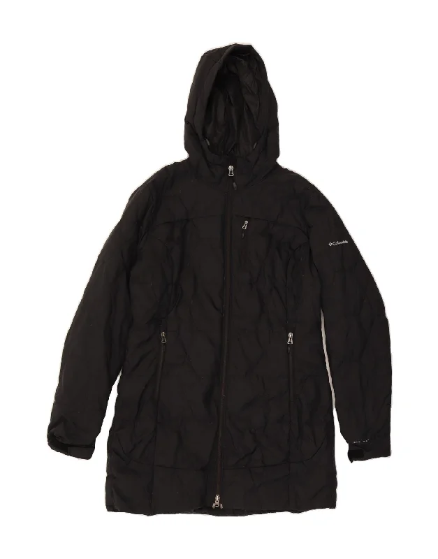 Clothes Of Woman COLUMBIA Womens Hooded Padded Coat UK 16 Large Black Nylon