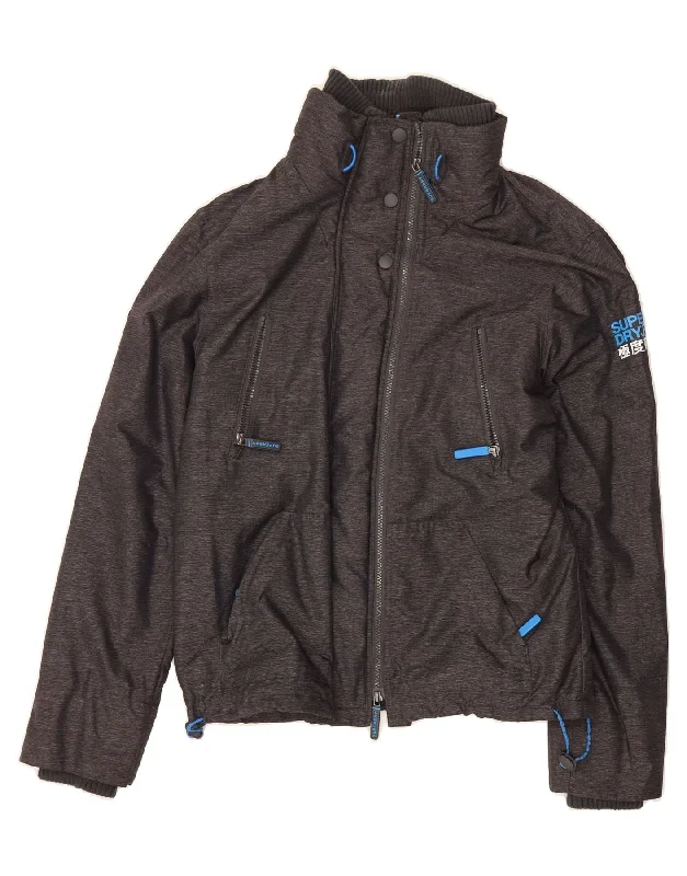 Early Bird Offer SUPERDRY Womens Interchange Windbreaker Jacket UK 18 XL Grey Nylon