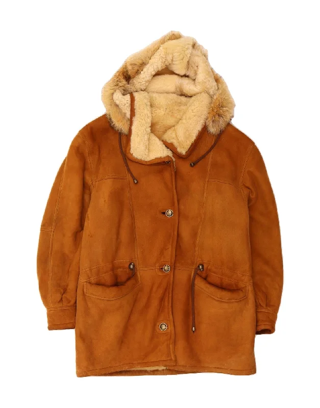 Affordable Online Boutique VINTAGE Womens Hooded Shearling Coat IT 44 Medium Brown Shearling Affordable Online Boutique VINTAGE Womens Hooded Shearling Coat IT 44 Medium Brown Shearling