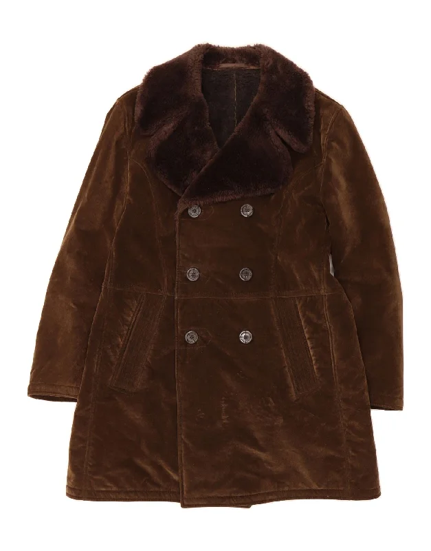 Comfortable Lounge Clothing VINTAGE Womens Sherpa Double Breasted Coat UK 14 Large Brown Polyamide Comfortable Lounge Clothing VINTAGE Womens Sherpa Double Breasted Coat UK 14 Large Brown Polyamide