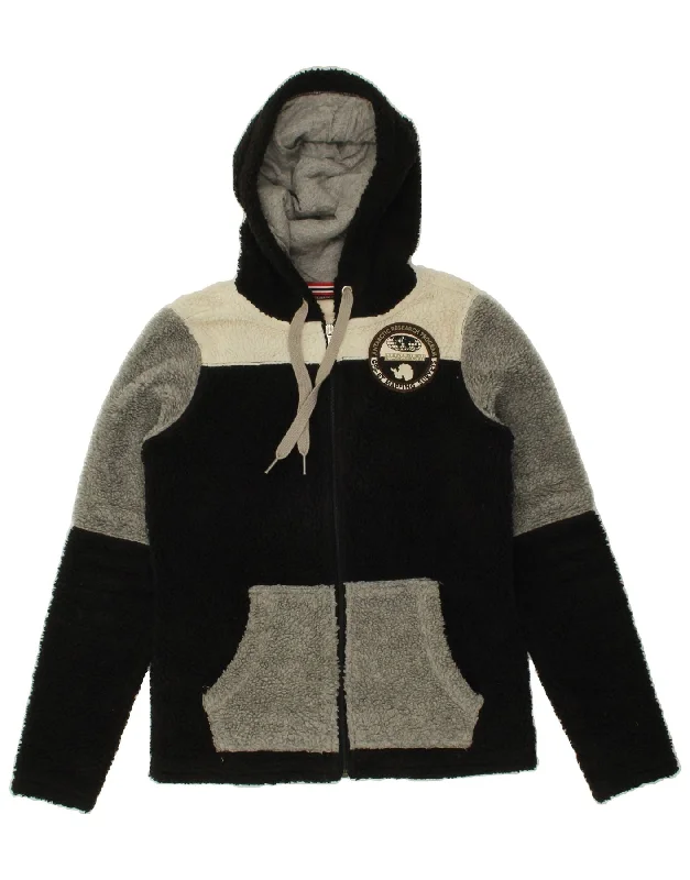 Women's Chic Outfit NAPAPIJRI Womens Hooded Fleece Jacket UK 12 Medium Black Colourblock Women's Chic Outfit NAPAPIJRI Womens Hooded Fleece Jacket UK 12 Medium Black Colourblock