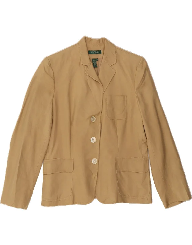 Women's Everyday Apparel RALPH LAUREN Womens 3 Button Blazer Jacket US 12 Large Beige Cotton