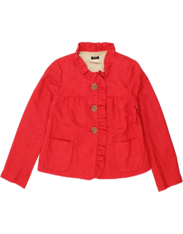 Contemporary Women's Clothing J. CREW Womens Crop 3 Button Blazer Jacket US 10 Large Red Herringbone