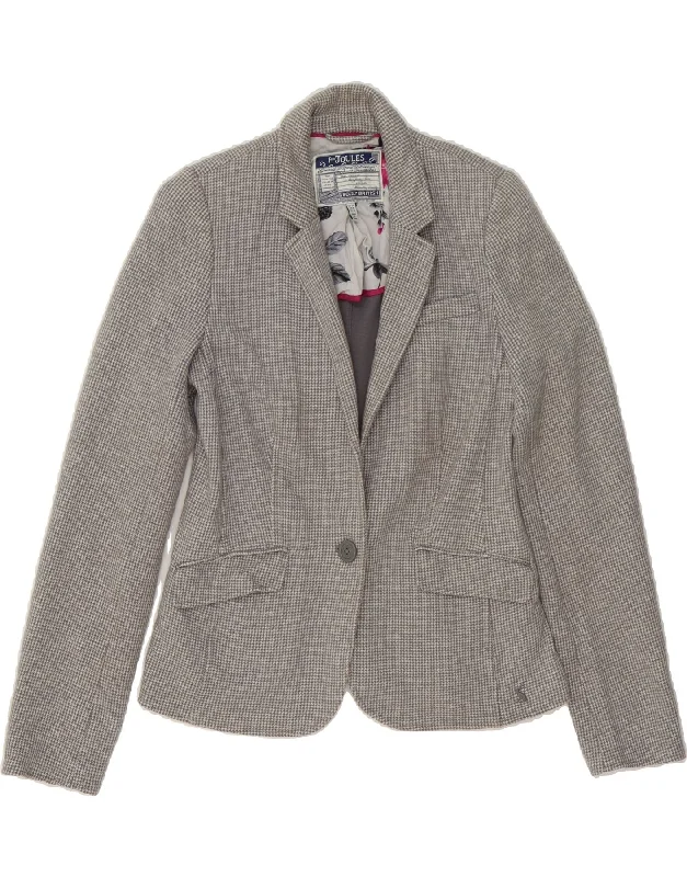 Affordable Women's Fashion JULES Womens 1 Button Blazer Jacket UK 12 Medium Grey Houndstooth Cotton Affordable Women's Fashion JULES Womens 1 Button Blazer Jacket UK 12 Medium Grey Houndstooth Cotton