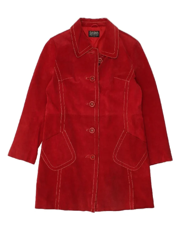 Flash Sale Or Flash Sales SASHA Womens Suede Overcoat UK 14 Medium Red Leather